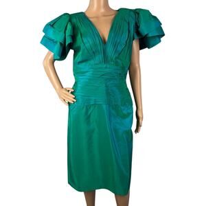 Tadashi Shoji Emerald Green Midi Dress